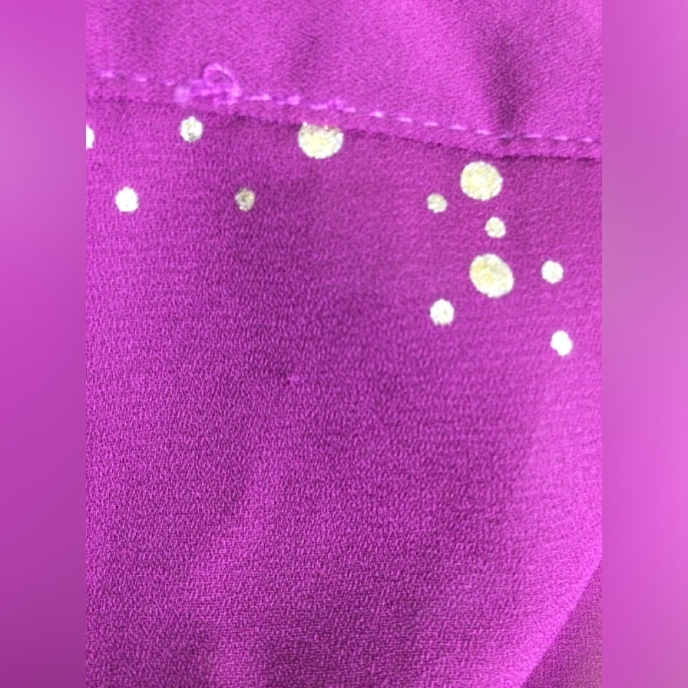 NY Collection blouse purple with gold button & metallic dots Woman 1X - Picture 10 of 12